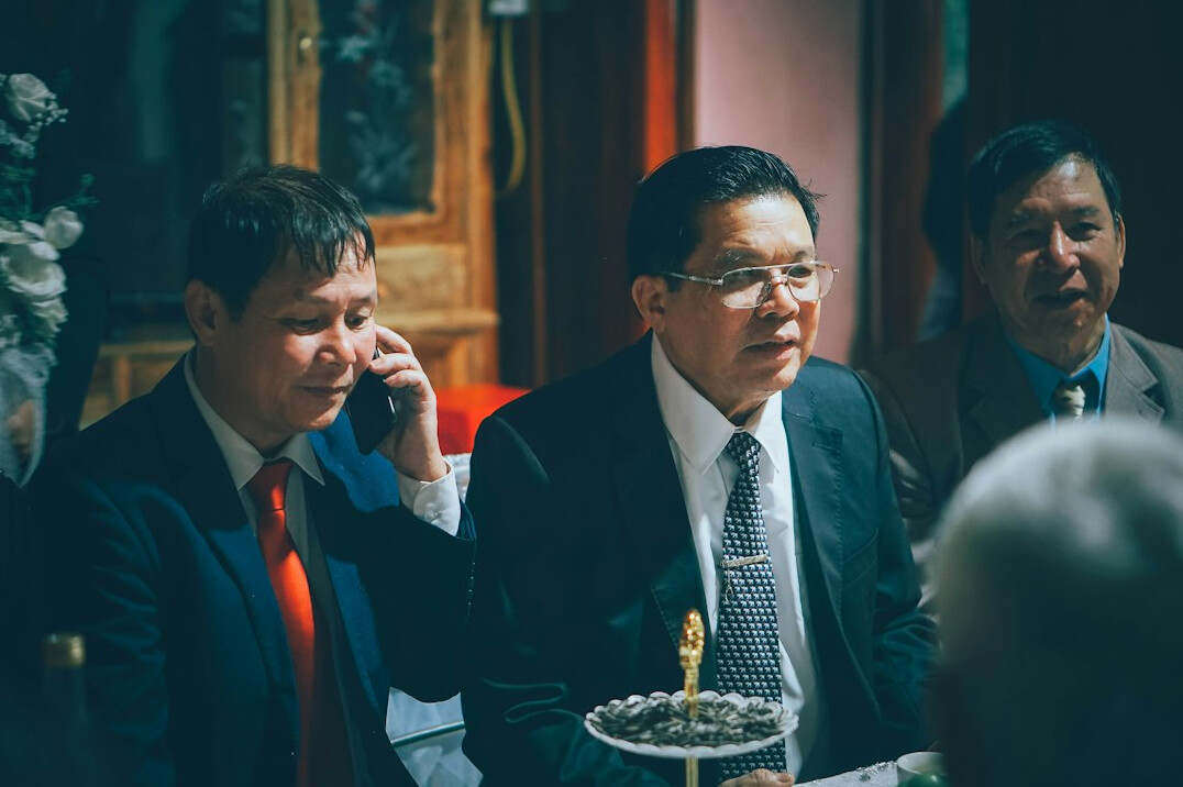 man in business suit talking