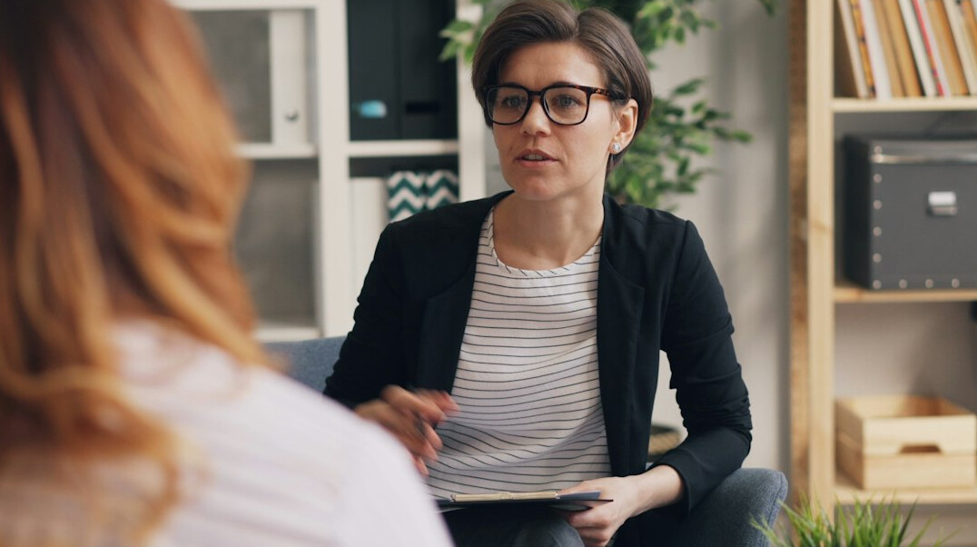 person listening in conversation