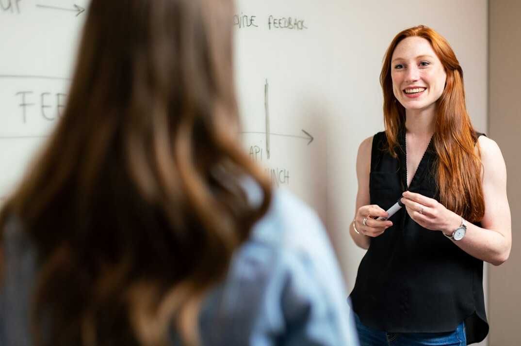 woman leading meeting